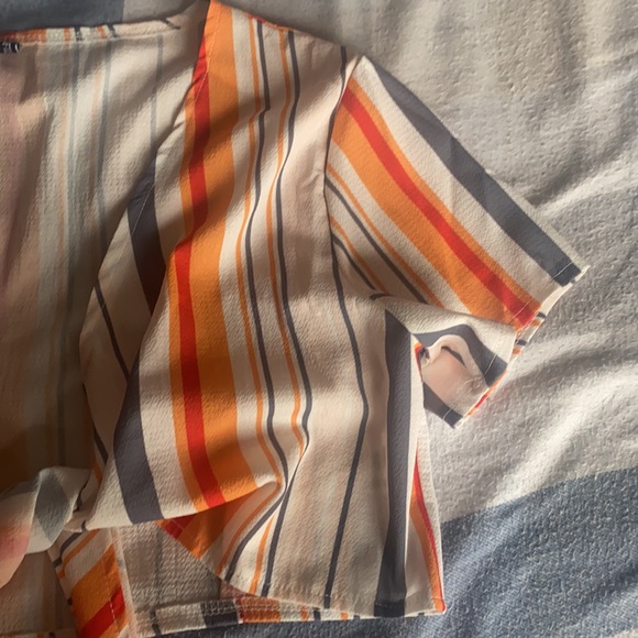 Zaful bathing suit coverup top, grey, red, orange, white size medium - Picture 3 of 4